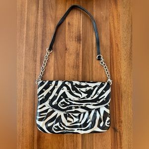 Grace Adele Studded Zebra Shoulder Bag